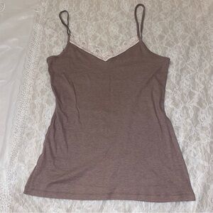 Old Navy Size Large Taupe Cream Lace-Trim Camisole Y2K Layering